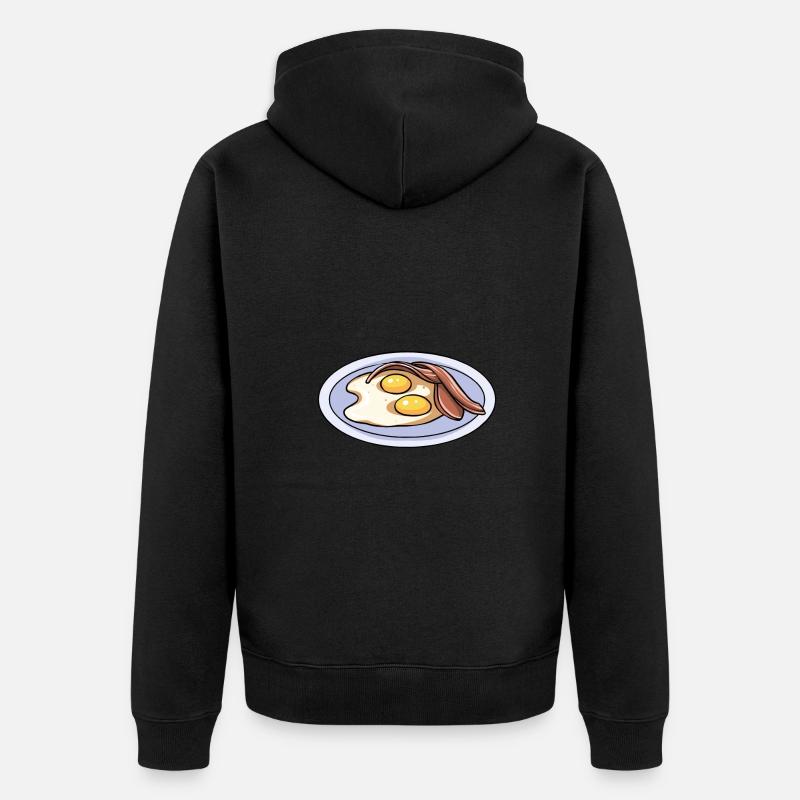 Oeufs Bacon Petit déjeuner - Veste à capuche bio Premium Unisexe - noir