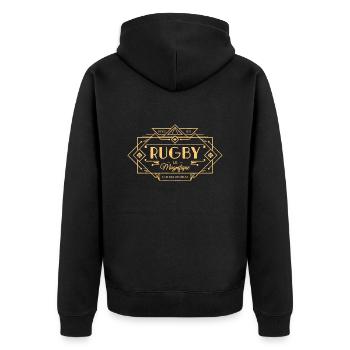 RUGBY THE MAGNIFICENT - Unisex Premium Organic Zip Hoodie - black - Back - Nico (187cm)