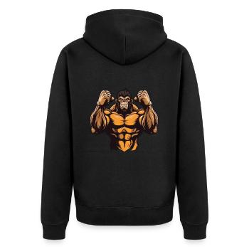 Gorilla Gym Muscles Workout - Unisex Premium Organic Zip Hoodie - black - Back - Nico (187cm)
