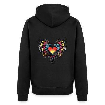 Coeur Ailes Ange Amour - Veste à capuche bio Premium Unisexe - noir - Dos - Nico (187cm)