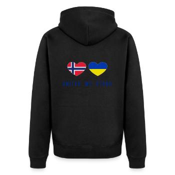 Unis nous sommes la Norvège et l’Ukraine - Veste à capuche bio Premium Unisexe - noir - Dos - Nico (187cm)