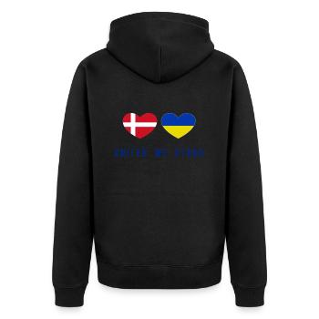 Unis nous sommes le Danemark et l’Ukraine - Veste à capuche bio Premium Unisexe - noir - Dos - Nico (187cm)