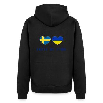 Unis nous sommes la Suède et l’Ukraine - Veste à capuche bio Premium Unisexe - noir - Dos - Nico (187cm)