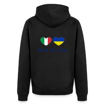 Unis nous sommes l’Italie et l’Ukraine - Veste à capuche bio Premium Unisexe - noir - Dos - Nico (187cm)