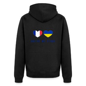 Unis nous sommes la France et l’Ukraine - Veste à capuche bio Premium Unisexe - noir - Dos - Nico (187cm)