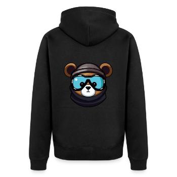 Bär Snowboard Ski Brille Comic - Unisex Premium Bio Zip Hoodie - Schwarz - Hinten - Nico (187cm)