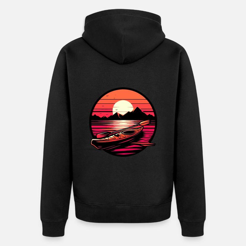 Kayak Sunset Mountains - Veste à capuche bio Premium Unisexe - noir