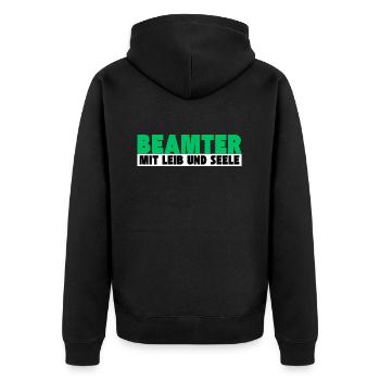 Beamte mit Leib und Seele - Unisex Premium Bio Zip Hoodie - Schwarz - Hinten - Nico (187cm)