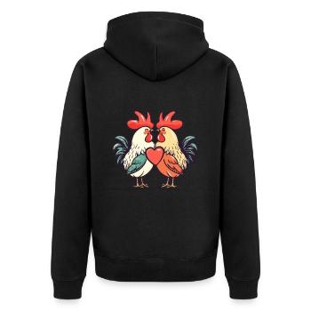 Hahn Paar Liebe Couple Verliebt - Unisex Premium Bio Zip Hoodie - Schwarz - Hinten - Nico (187cm)