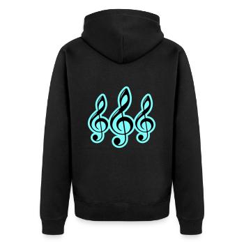 Musik Symbol Notenschlüssel - Unisex Premium Bio Zip Hoodie - Schwarz - Hinten - Nico (187cm)