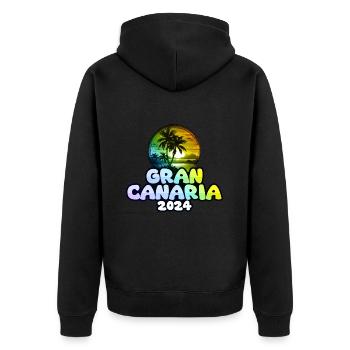 Gran Canaria 2024 Palm Trees Multicolored - Unisex Premium Organic Zip Hoodie - black - Back - Nico (187cm)
