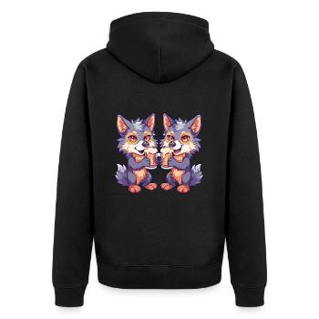 Wolf Comic Bier Lustig Saufen - Unisex Premium Bio Zip Hoodie - Schwarz - Hinten - Nico (187cm)