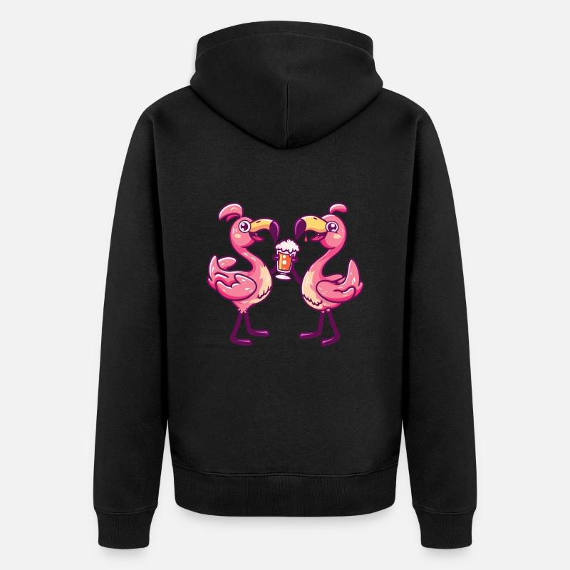 Flamingo Comic Bière Party Boisson - Veste à capuche bio Premium Unisexe - noir