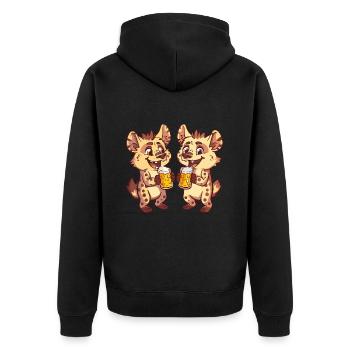Hyäne Bier Party Trinken - Unisex Premium Bio Zip Hoodie - Schwarz - Hinten - Nico (187cm)