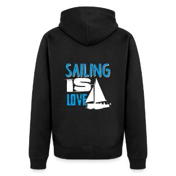 Sailing Is Love - Unisex Premium Organic Zip Hoodie - black - Back - Nico (187cm)