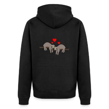 Saint-Valentin paresseux - Veste à capuche bio Premium Unisexe - noir - Dos - Nico (187cm)