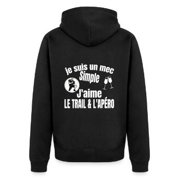 trail et apéro - Veste à capuche bio Premium Unisexe - noir - Dos - Nico (187cm)