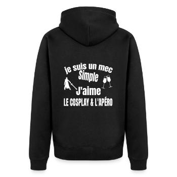 cosplay et apéro - Veste à capuche bio Premium Unisexe - noir - Dos - Nico (187cm)