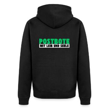 Postbote mit Leib und Seele - Unisex Premium Bio Zip Hoodie - Schwarz - Hinten - Nico (187cm)