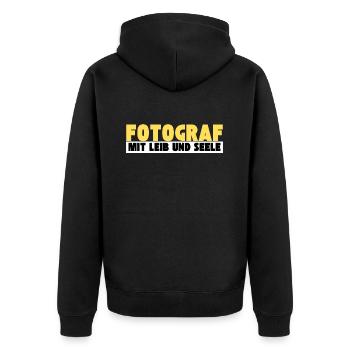 Fotograf mit Leib und Seele - Unisex Premium Bio Zip Hoodie - Schwarz - Hinten - Nico (187cm)