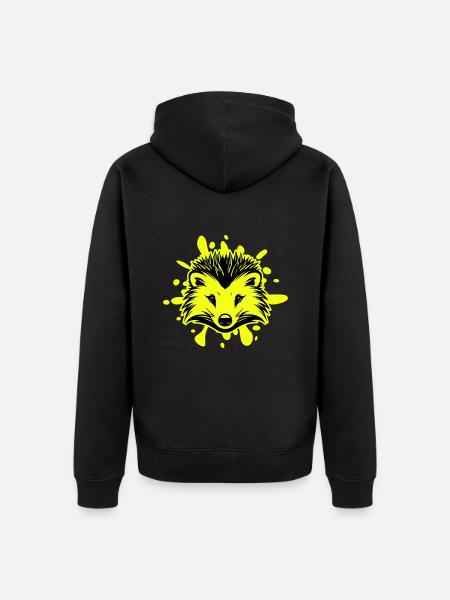 Igel Tier - Unisex Premium Bio Zip Hoodie - Schwarz