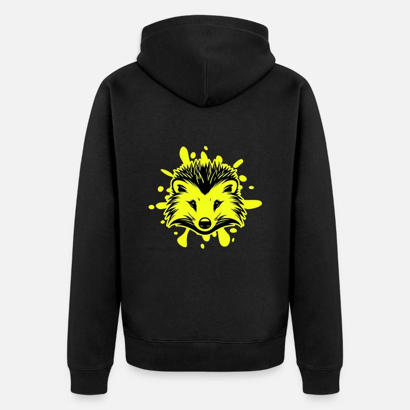 Igel Tier - Unisex Premium Bio Zip Hoodie - Schwarz
