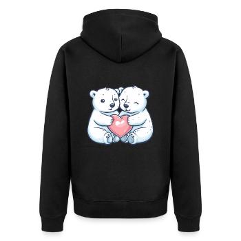 Ours Polaire Couple Amour Couple Amoureux Ours Polaire - Veste à capuche bio Premium Unisexe - noir - Dos - Nico (187cm)