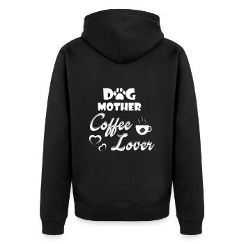 Dog Mother Coffee Lover - Unisex Premium Organic Zip Hoodie - black - Back - Nico (187cm)