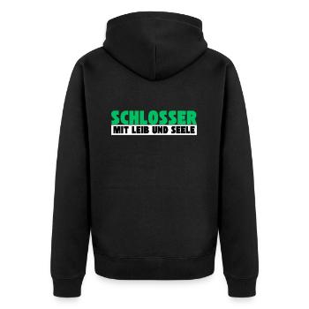 Schlosser mit Leib und Seele - Unisex Premium Bio Zip Hoodie - Schwarz - Hinten - Nico (187cm)