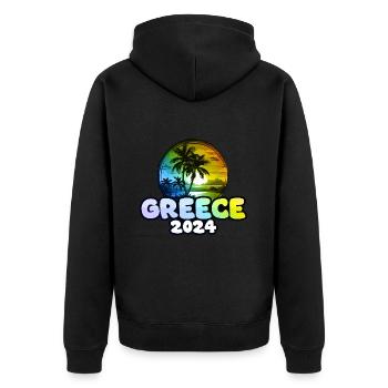 Grèce 2024 Palmiers Multicolores - Veste à capuche bio Premium Unisexe - noir - Dos - Nico (187cm)