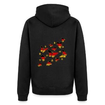 Deutschland Schmetterlinge - Unisex Premium Bio Zip Hoodie - Schwarz - Hinten - Nico (187cm)