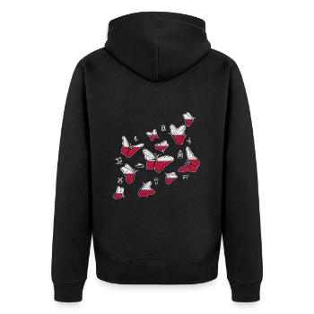 Polen Schmetterlinge Fußball Polen - Unisex Premium Bio Zip Hoodie - Schwarz - Hinten - Nico (187cm)