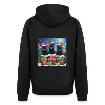 Schwarze Katzen mit Weihnachtsgeschenke - Unisex Premium Bio Zip Hoodie - Schwarz - Hinten - Nico (187cm)