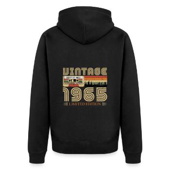 1965 Geburtstagsgeschenk - Jahrgang 1965 Retro 1965 - Unisex Premium Bio Zip Hoodie - Schwarz - Hinten - Nico (187cm)