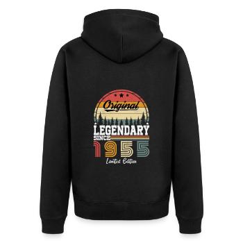 1955 Geburtstag 1955 Jahrgang Geburtstag 1955 - Unisex Premium Bio Zip Hoodie - Schwarz - Hinten - Nico (187cm)