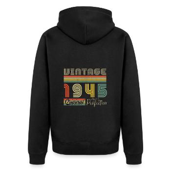 1945 Birthday 1945 Vintage Birthday 1945 - Unisex Premium Organic Zip Hoodie - black - Back - Nico (187cm)