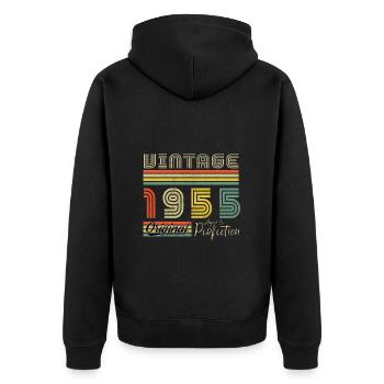 1955 Geburtstag 1955 Jahrgang Geburtstag 1955 - Unisex Premium Bio Zip Hoodie - Schwarz - Hinten - Nico (187cm)
