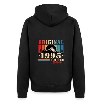 1995 Geburtstag Geboren im Jahrgang 1995 Retro. Editio - Unisex Premium Bio Zip Hoodie - Schwarz - Hinten - Nico (187cm)