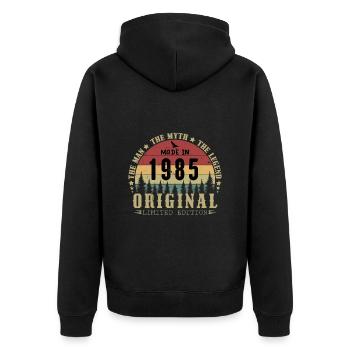 1985 Vintage Original 1985 Birthday Gift - Unisex Premium Organic Zip Hoodie - black - Back - Nico (187cm)