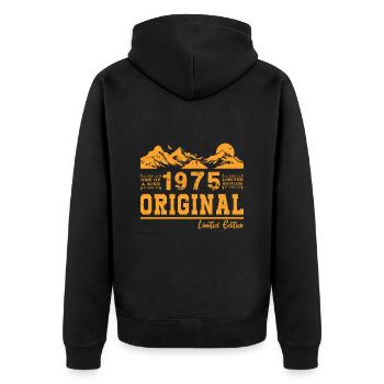 1975 Vintage Original 1975 Geburtstagsgeschenk - Unisex Premium Bio Zip Hoodie - Schwarz - Hinten - Nico (187cm)