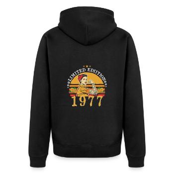 1977 Vintage Original 1977 Birthday Gift - Unisex Premium Organic Zip Hoodie - black - Back - Nico (187cm)