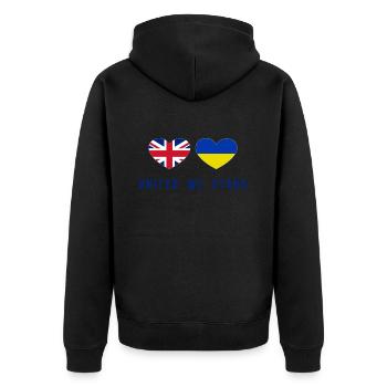 Unis nous sommes la Grande-Bretagne et l’Ukraine - Veste à capuche bio Premium Unisexe - noir - Dos - Nico (187cm)
