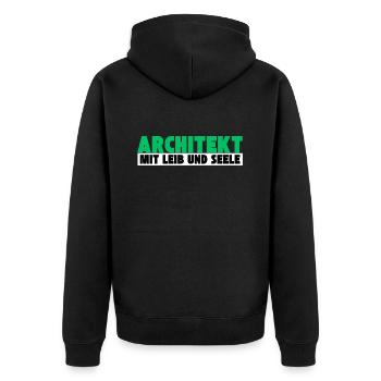 Architekt mit Leib und Seele - Unisex Premium Bio Zip Hoodie - Schwarz - Hinten - Nico (187cm)
