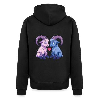 Couple De Chèvre De Montagne Amour Chèvre Amoureuse - Veste à capuche bio Premium Unisexe - noir - Dos - Nico (187cm)
