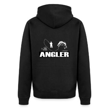 Angeln - Unisex Premium Bio Zip Hoodie - Schwarz - Hinten - Nico (187cm)