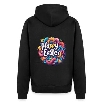 Frohe Ostern Bunte Eierjagd Osterkorb für Kinder - Unisex Premium Bio Zip Hoodie - Schwarz - Hinten - Nico (187cm)