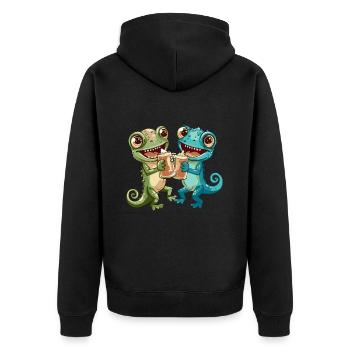 Chameleon Bier Lustig Party - Unisex Premium Bio Zip Hoodie - Schwarz - Hinten - Nico (187cm)