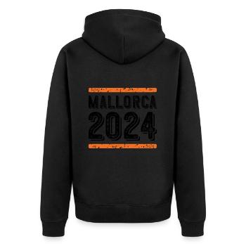 Mallorca 2024 Vintage - Unisex Premium Bio Zip Hoodie - Schwarz - Hinten - Nico (187cm)