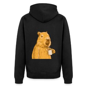 Café Capybara - Veste à capuche bio Premium Unisexe - noir - Dos - Nico (187cm)