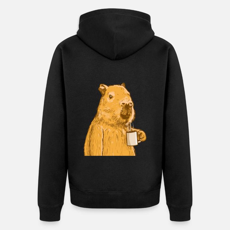 Café Capybara - Veste à capuche bio Premium Unisexe - noir